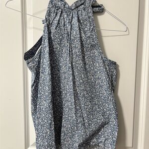 J. Crew Blue Floral Pattern Top